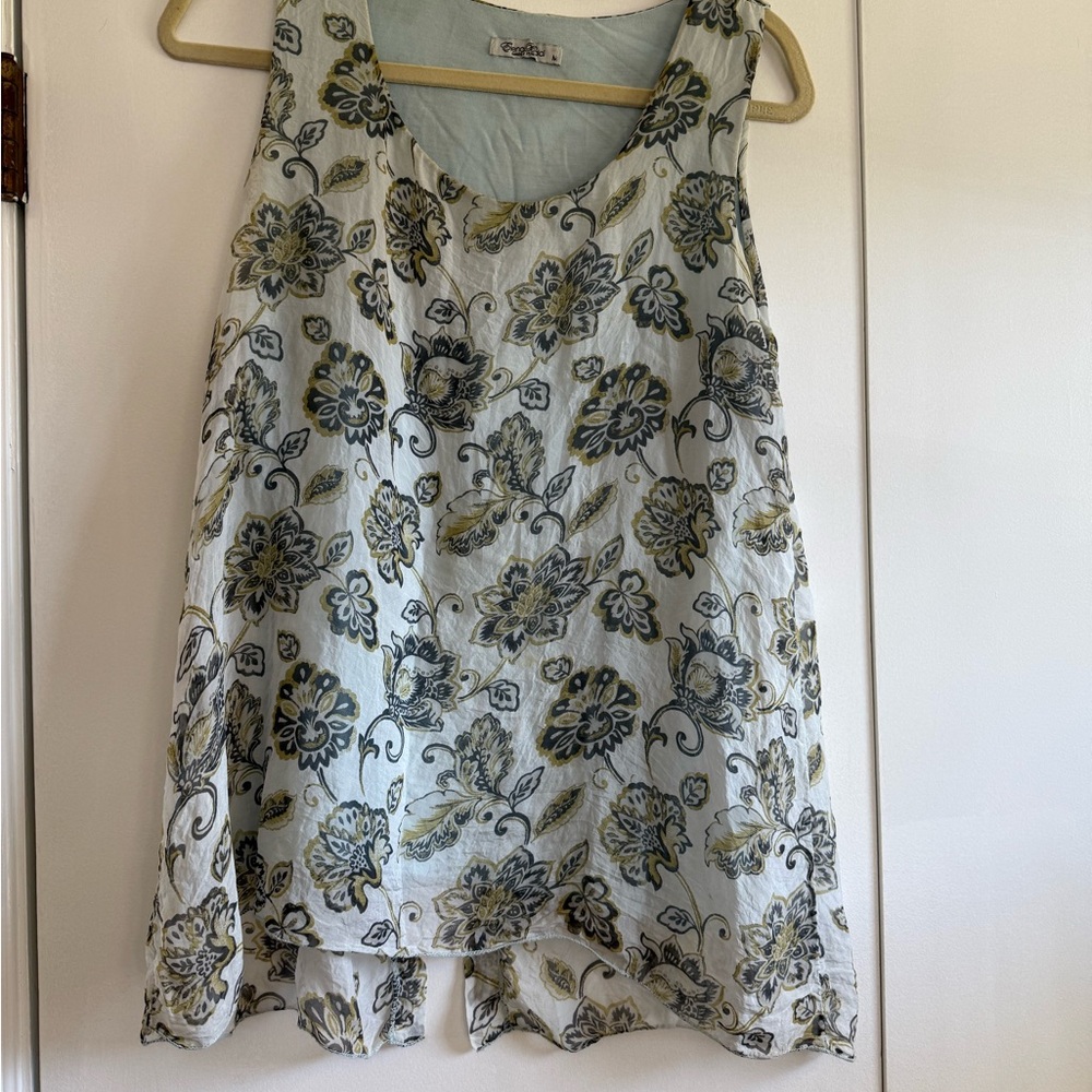 Light Blue Floral Tank Top